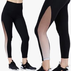 BEYOND YOGA Ommmbre Mesh High Waisted Midi Legging Black Gym Athletic Wo…